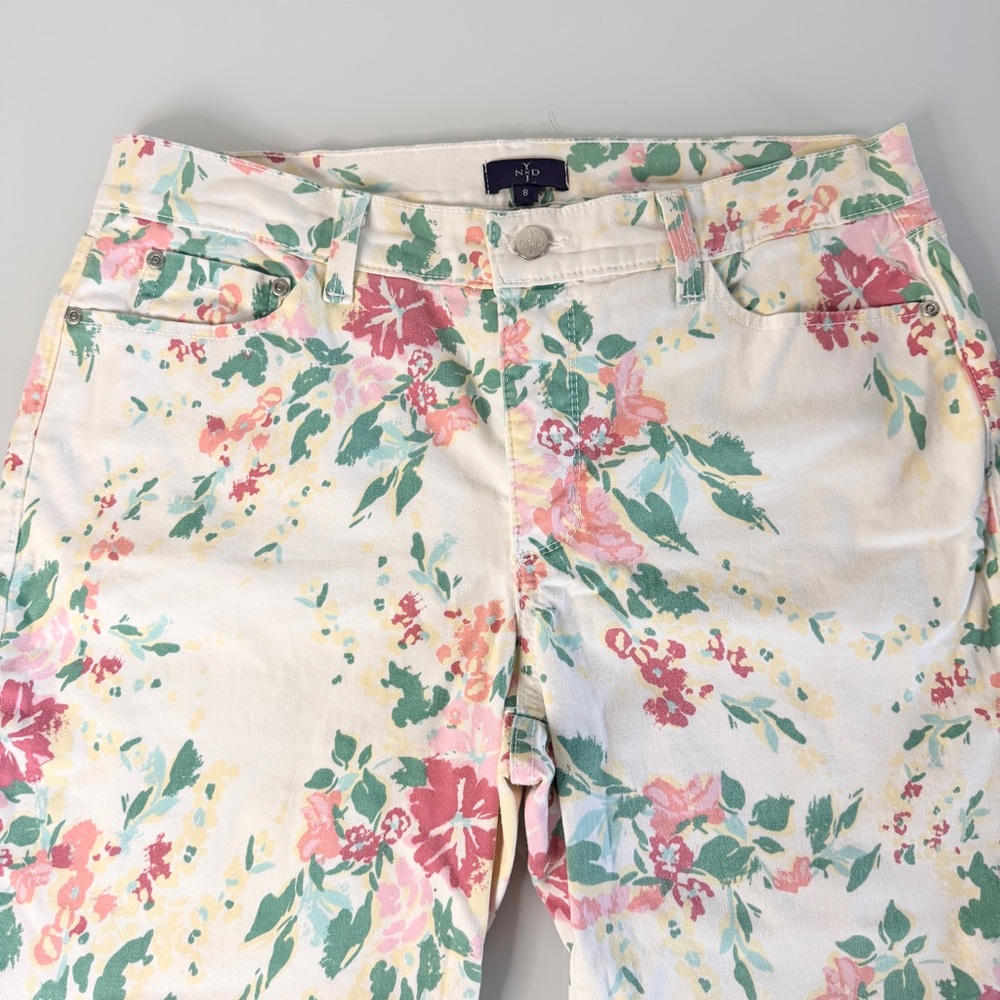 NYDJ Floral 5-Pocket Stretch Ankle Jeans 8 - Picture 8 of 10